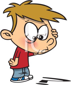 Cartoon Of A Confused Little Boy Questioning   Royalty Free Clip Art