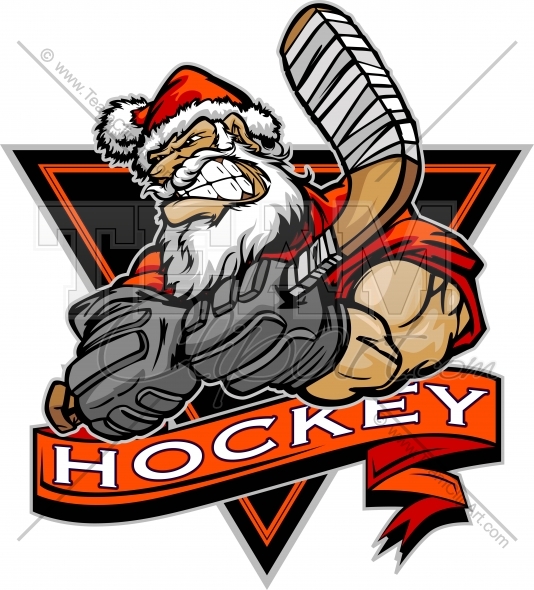 Christmas Hockey Player   Santa Claus Cartoon Clipart Image