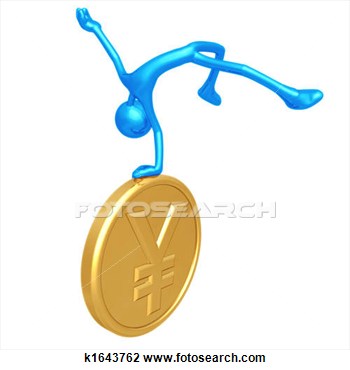 Clip Art   Jump For Joy Gold Yen Coin  Fotosearch   Search Clipart    