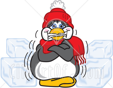 Clipart Illustration Of A Cold Penguin Mascot Cartoon Character In A