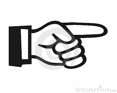 Closeup Of Finger Pointing Right Symbol On White Background