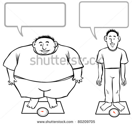 Fat Slim Cartoon Men  Outline Illustration    80209705   Shutterstock