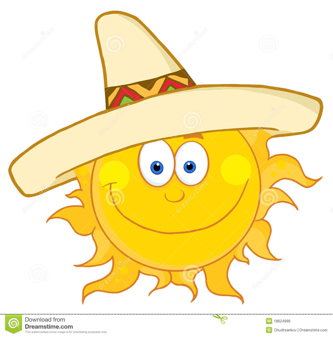 Happy Sun Wearing A Sombrero Royalty Free Stock Image   Image    