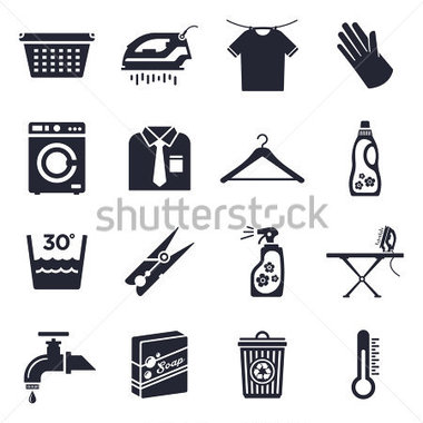 Housework And Laundry Theme Black And White Stock Vector   Clipart Me