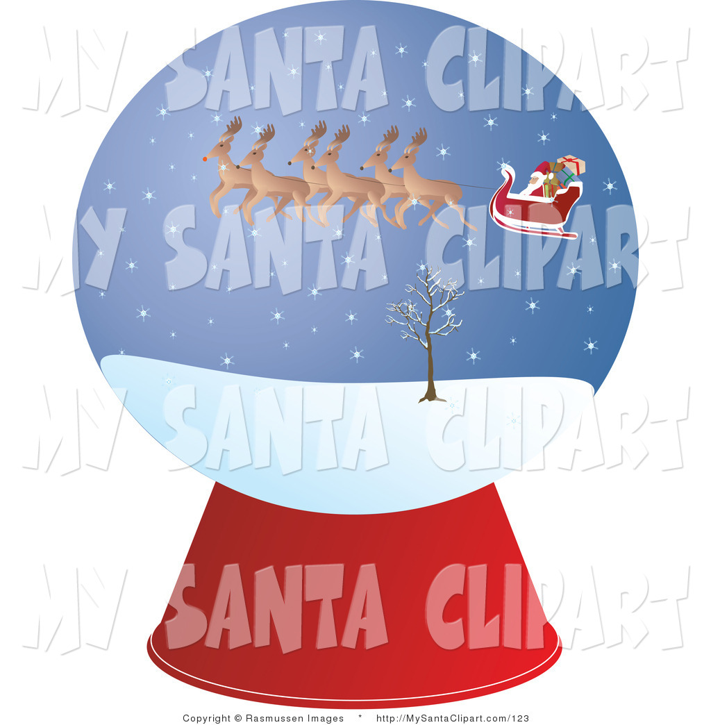 Larger Preview  Christmas Clip Art Of Santa And His Team Of Reindeer    