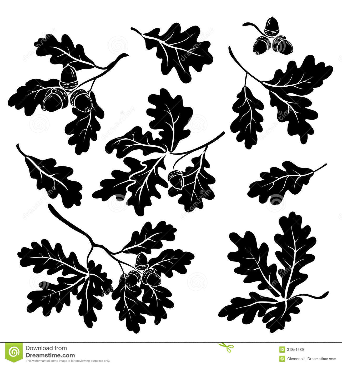 Leaves And Acorn Clipart Black And White Leaves And Acorns Black