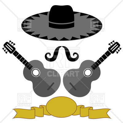 Mexican Guitars Hat An Mustache 76904 Download Royalty Free Vector    