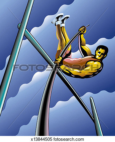 Of Pole Vaulter Clearing Bar At Top Of Jump X13844505   Search Clipart
