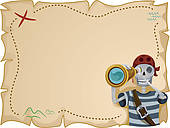 Pirate Treasure Map Frame   Royalty Free Clip Art