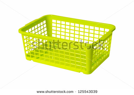 Plastic Laundry Basket Green Color  Isolated On White Background Stock    