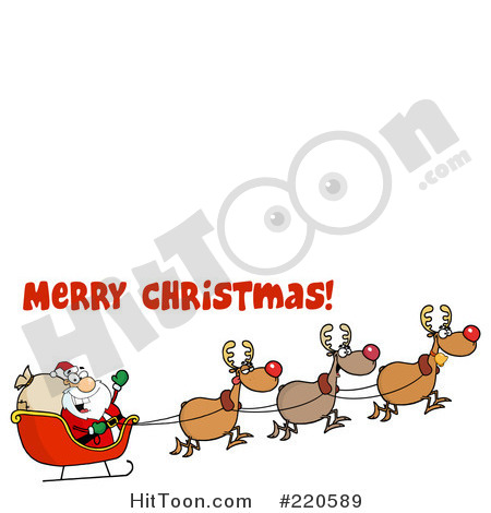 Rf  Clipart Illustration Of A Merry Christmas Greeting Over A Team