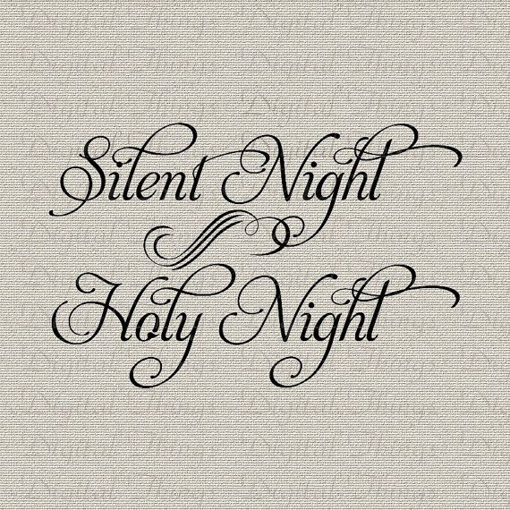 Silent Night Holy Night Christmas Script Holiday Decor Printable Digi