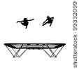 Silhouette Of Female Gymnast Jumping In Trampoline Stock Photo    