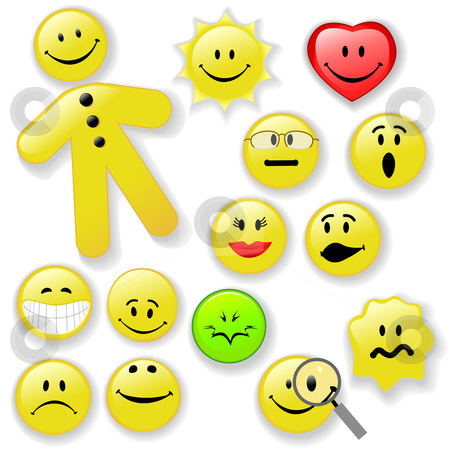 Smiley Face Button Emoticon Family Stock Vector