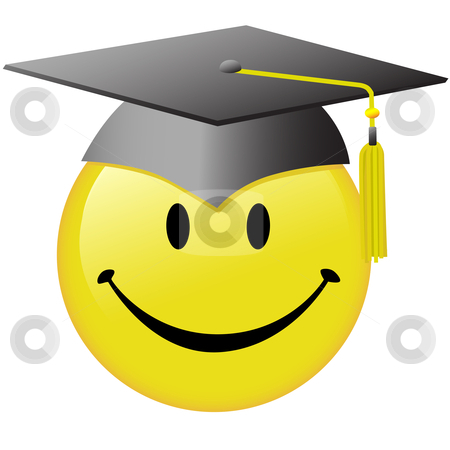 Smiley Face Graduate Cap Button Stock Vector Clipart A Happy Smiley