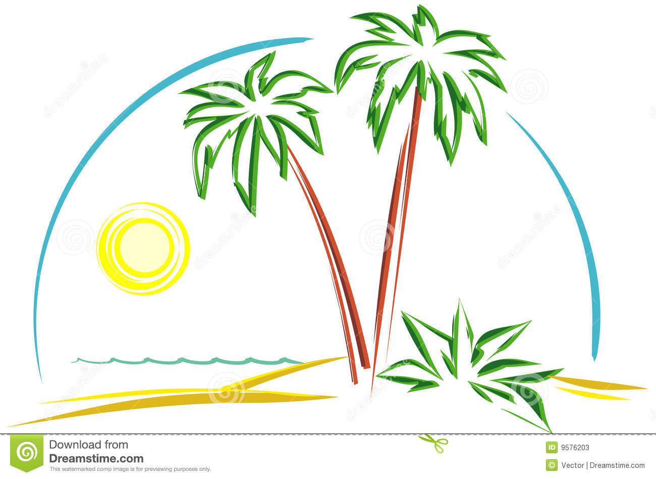 Tropical Paradise Clipart Tropical Scene  Vector