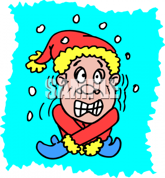 Weather Clip Art Picture Of A Guy Shivering With Snow Falling Around