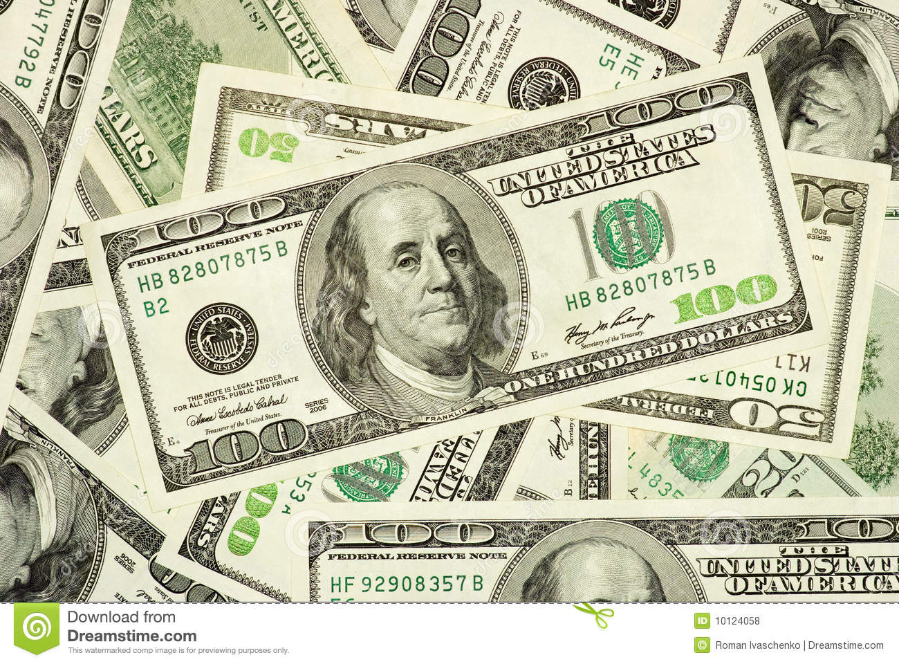 American Money In  100  50 And  20 Bills Royalty Free Stock Photos