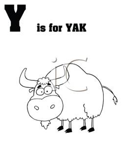 Black And White Y Is For Yak Card   Royalty Free Clipart Picture