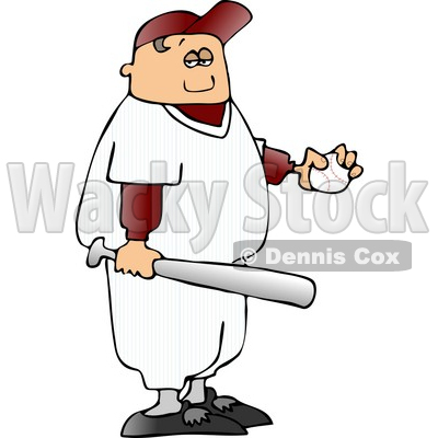 Boy Wearing Baseball Gear While Holding A Baseball And Bat Clipart