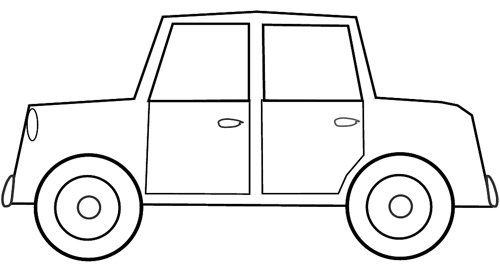 Car Sketch Clipart To Colour 17cm Long