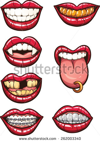 Cartoon Mouths  Vector Clip Art Illustration With Simple Gradients