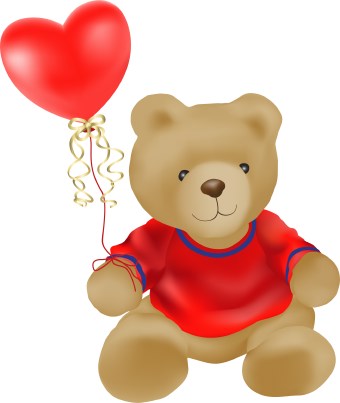 Clip Art Of A Teddy Bear Wearing A Red Sweater Holding A Heart Shaped