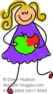 Clipart Illustration Of A Happy Little Girl Eating An Apple