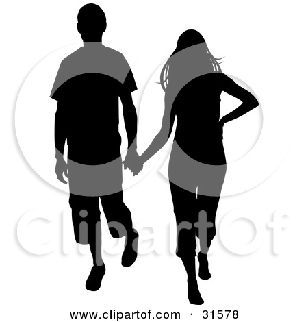 Clipart Illustration Of A Romantic Couple Holding Hands Under A