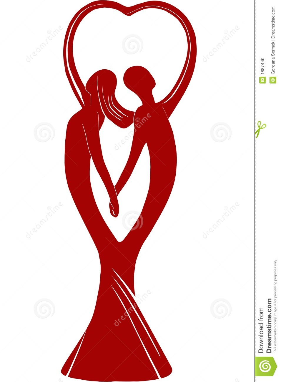 Couple In Love Holding Hands In The Shape Of Heart   Illustration
