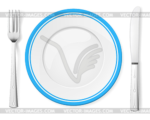 Dinner Plate Knife And Fork   Vector Clipart