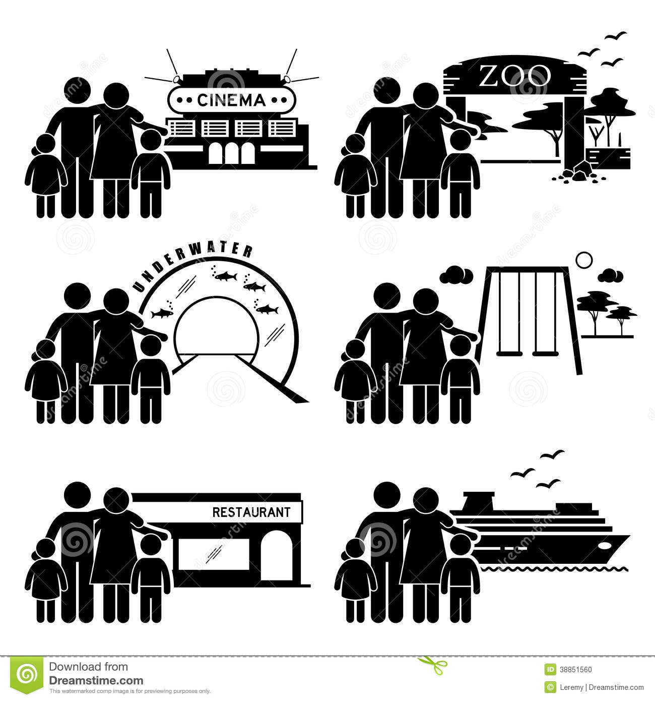 Family Outing Activities Clipart Stock Vector Image 38851560