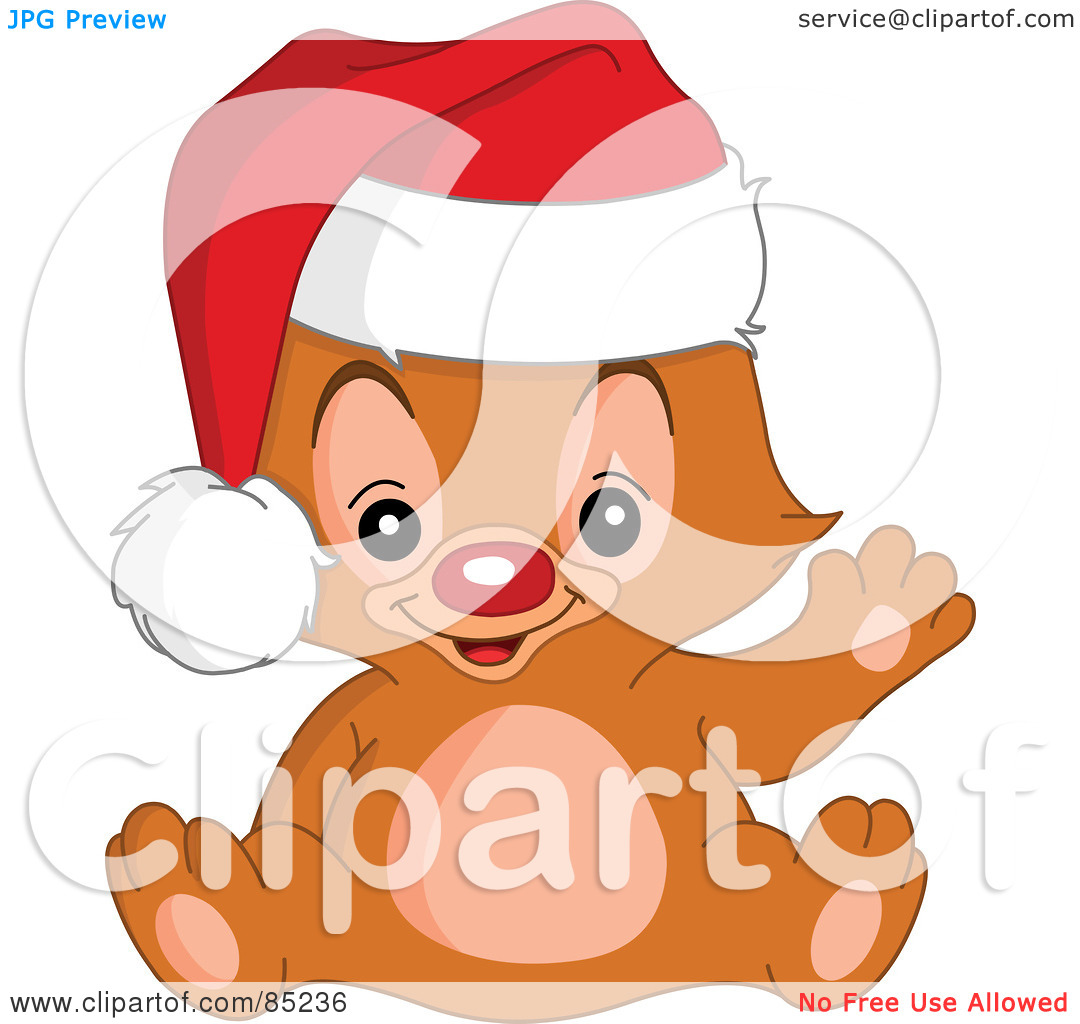 Free  Rf  Clipart Illustration Of A Red Nosed Christmas Teddy Bear