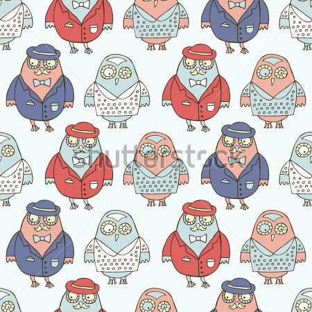 Funny Cartoon Owl With Flowers Background Vector Stock