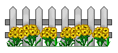 Garden Clip Art Of A Row Of Yellow Daisies Against A Garden Fence
