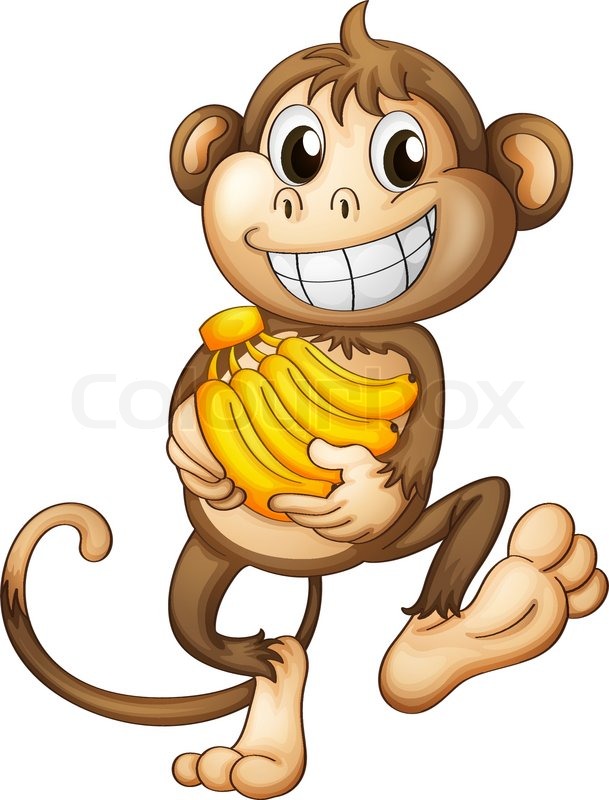 Happy Monkey With Bananas   Vector   Colourbox
