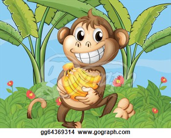 Illustration Of A Happy Monkey With Bananas  Eps Clipart Gg64369314