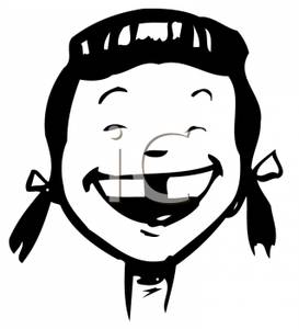 In Pigtails Missing Her Front Tooth   Royalty Free Clipart Picture