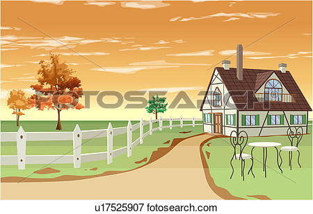 Of A Cute House In An Autumn Scene U17525907   Search Eps Clipart