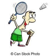 Old Man Playing Badminton   Illustration Of Old Man Fery