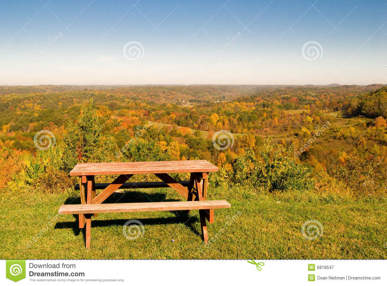 Picnic Table In Autumn Scene Royalty Free Stock Photography   Image