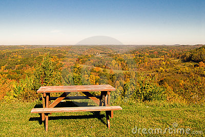 Picnic Table In Autumn Scene Royalty Free Stock Photography   Image