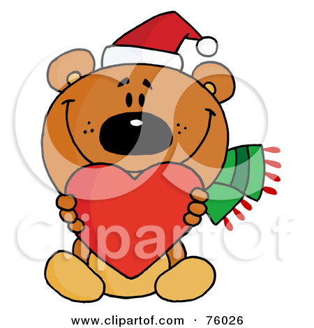Rf  Clipart Illustration Of A Sweet Christmas Teddy Bear Holding A Red