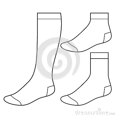 Sock Clip Art Black And White Set Of Blank Socks Isolated On