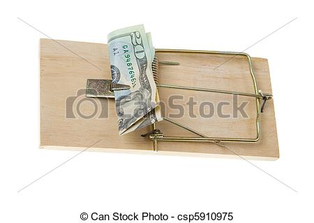Stock Images Of Folded  20 Twenty Dollar Bill Mousetrap Isolated    20