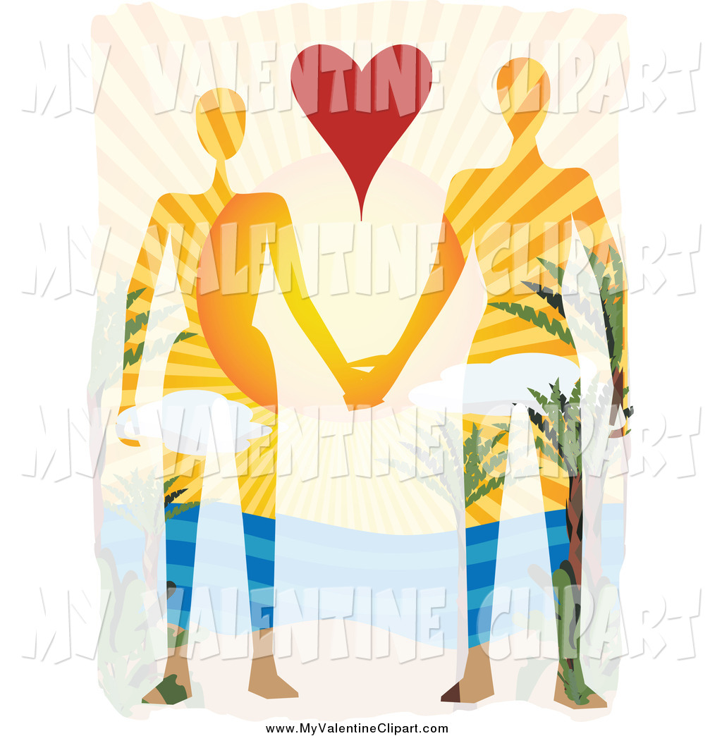 Valentine Clipart Of A Transparent Couple Holding Hands In Paradise By