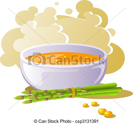 Vector Clip Art Of A Bowl Of Corn Soup With Asparagus Eps 8 Ai Jpeg