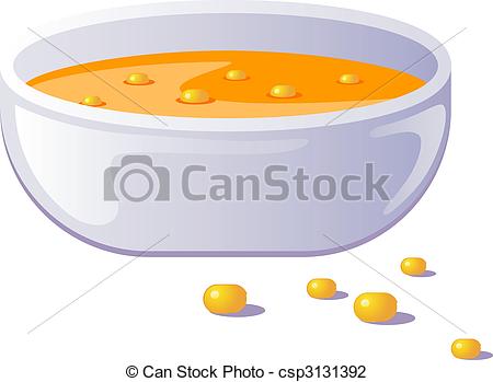 Vector Illustration Of Bowl Of Corn Soup Over White Eps 8 Ai Jpeg