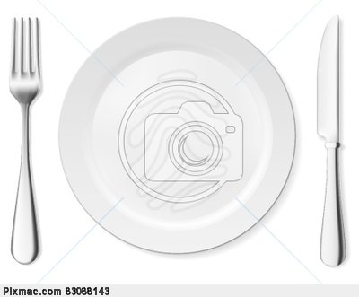 Vector Image Of Dinner Plate Knife And Fork   Vector Graphics And