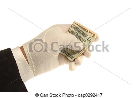 White Gloved Hand Holding A  10    20 Bill